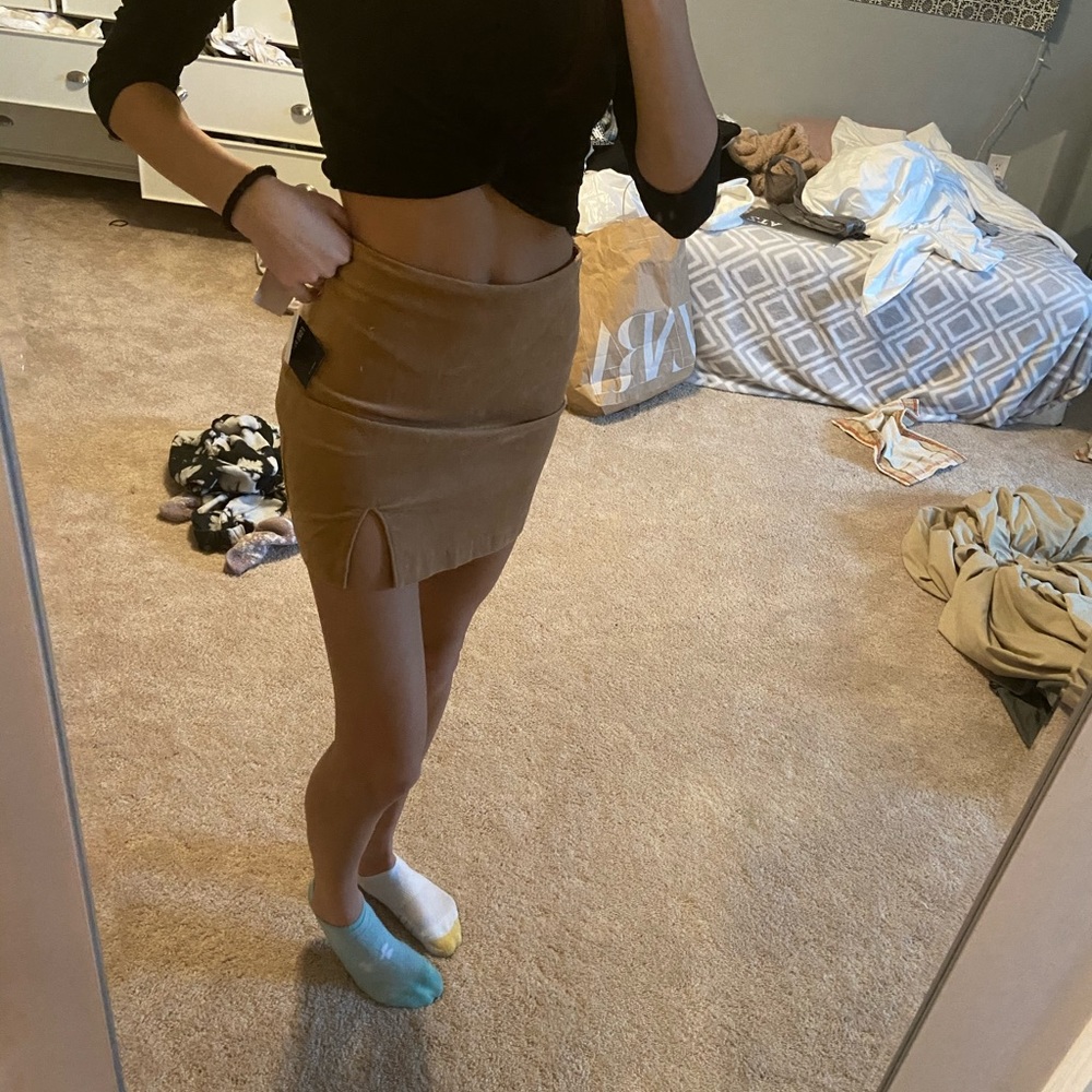 Tan suede skirt
